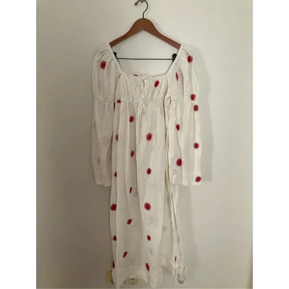 Free People Emory Embroidered Midi Dress S - Picture 5 of 7